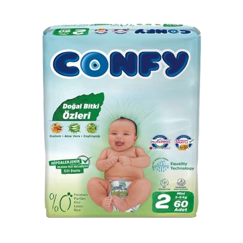 Confy 2 Numara Mini 60'lı Bebek Bezi 3-6 Kg