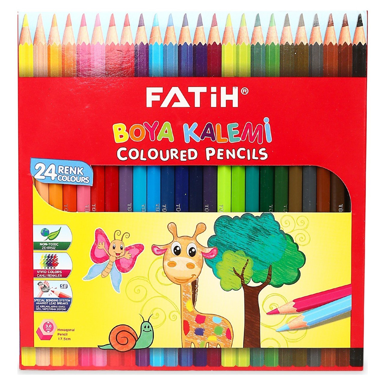Fatih 24 Renk Tam Boy Kuru Boya Kalemi