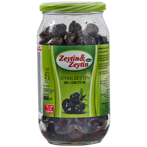 Haktat Zeytin&Zeytin Siyah Zeytin 600 Gr 201-230 Kalibre