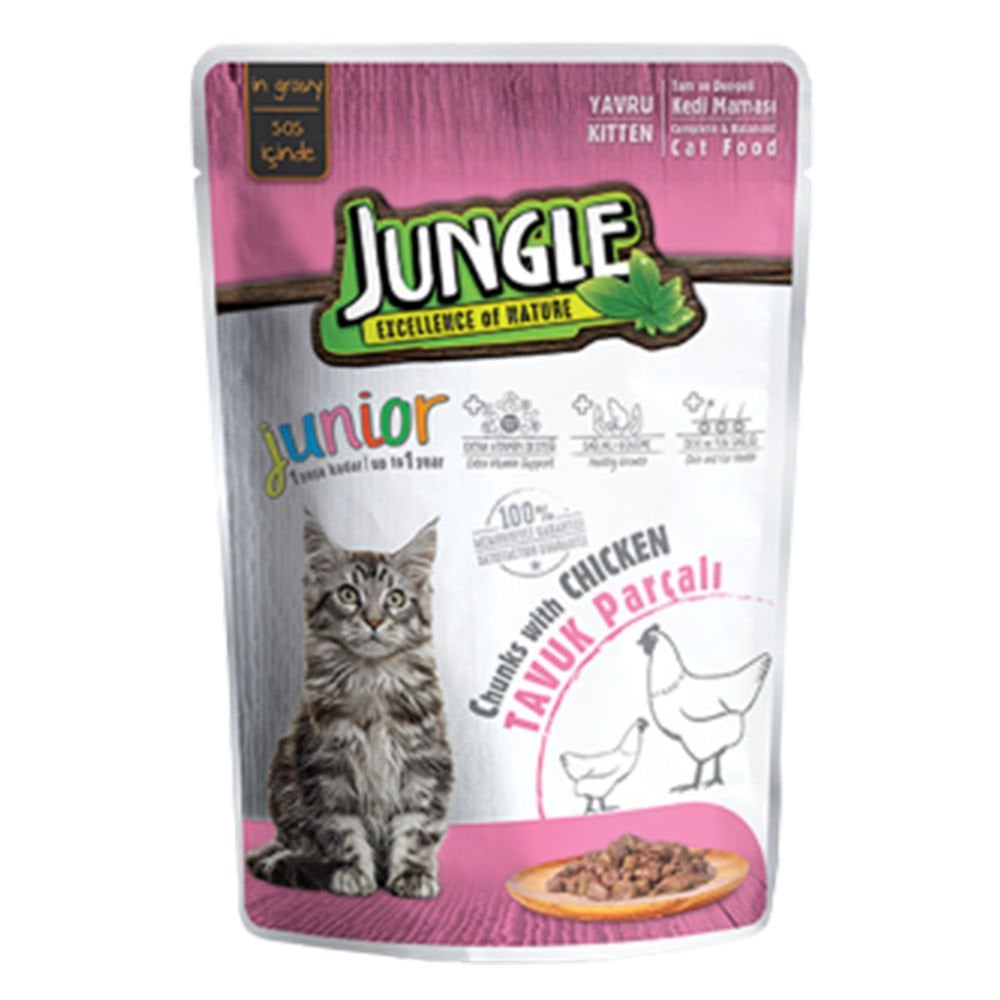 Jungle Parçalanmış Tavuk Etli Yavru Kedi Maması 100 Gr