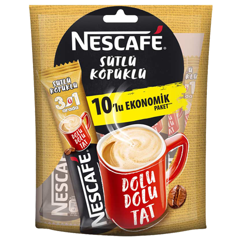 Nescafe 3ü1 Arada Sütlü Köpüklü Toz Kahve 10 lu Paket 17,4 Gr
