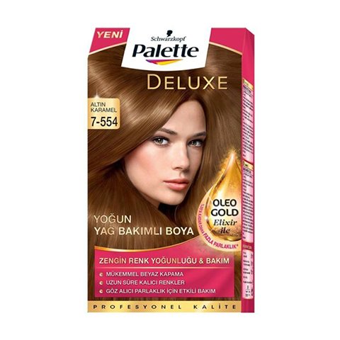 Schwarzkopf Palette Deluxe Saç Boyası Çeşitleri 50 Ml Altın Karamel 7.554
