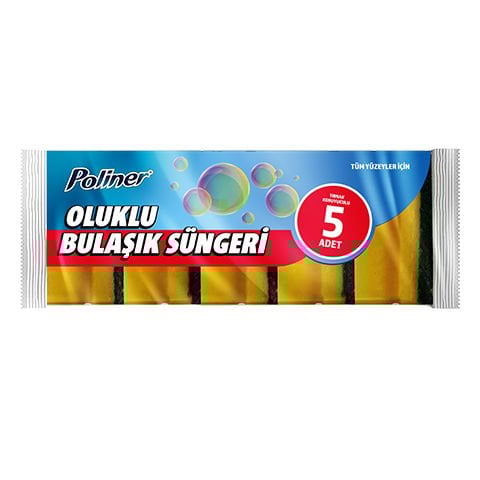 Poliner Oluklu 5'li Bulaşık Süngeri