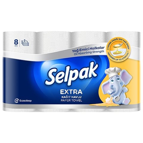 Selpak 8'li Kağıt Havlu Yağ Emici 3 Katlı