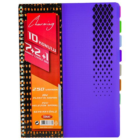 Tokaç A4 7 Kareli 2 Çizgili 1 Düz Ayraçlı Defter 250 Yaprak Mor