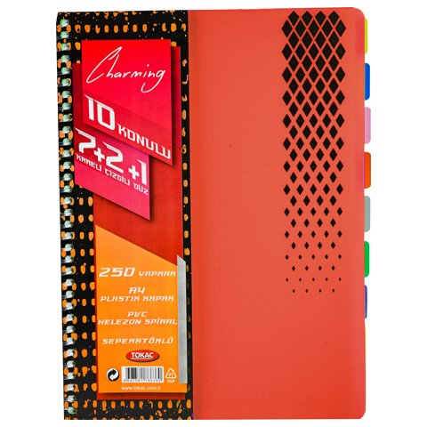 Tokaç A4 7 Kareli 2 Çizgili 1 Düz Ayraçlı Defter 250 Yaprak Turuncu