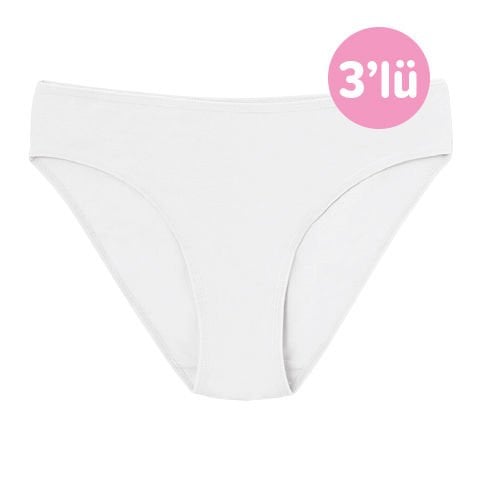 Tutku 3'lü Kadın Slip Beyaz - 6 Beden