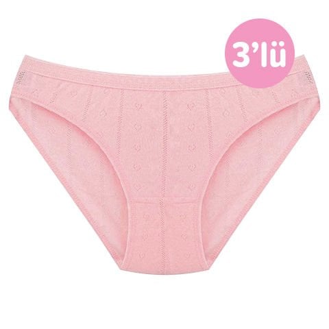 Tutku 3'lü Kadın Slip Pembe - 6 Beden